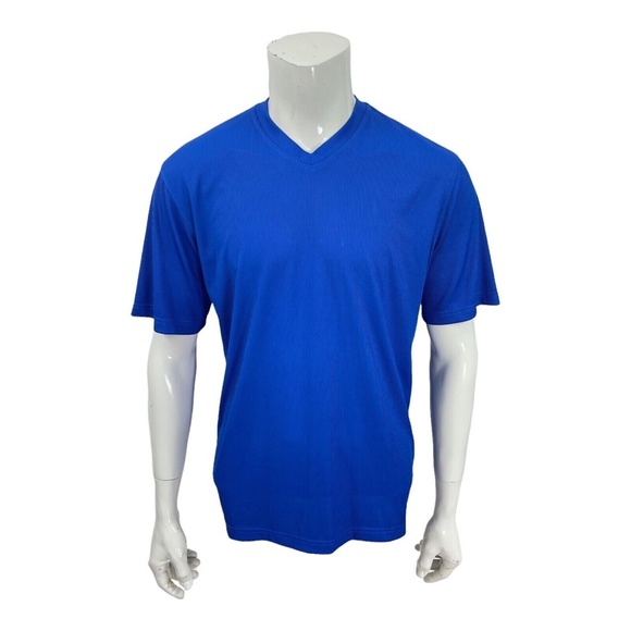 Tulliano V-Neck T-shirt Ribbed Royal Blue Mens Large - Picture 3 of 9